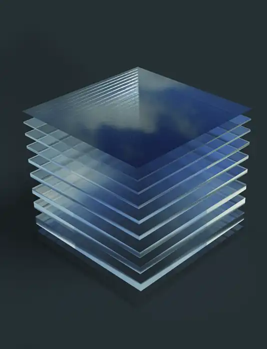Stack of Clear acrylic panels in different thicknesses